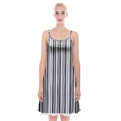 Barcode Pattern Spaghetti Strap Velvet Dress