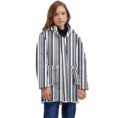 Barcode Pattern Kids  Hooded Longline Puffer Jacket by Ket1n9