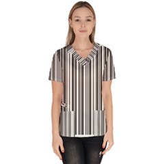 Barcode Pattern Women s V-Neck Scrub Top