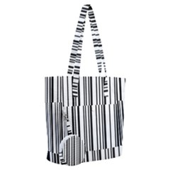 Barcode Pattern Everyday Shoulder Bag with Pouch Bag