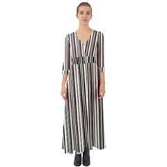 Barcode Pattern Button Up Boho Maxi Dress