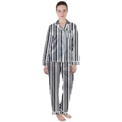 Barcode Pattern Women s Long Sleeve Satin Pajamas Set	