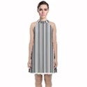 Barcode Pattern Velvet Halter Neckline Dress  View1