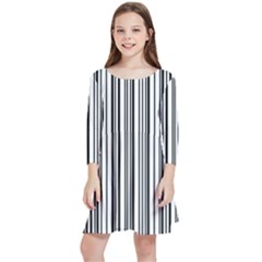 Barcode Pattern Kids  Quarter Sleeve Skater Dress