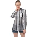 Barcode Pattern Long Sleeve Satin Shirt View1