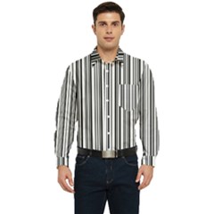 Barcode Pattern Men s Long Sleeve Pocket Shirt 