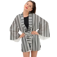 Barcode Pattern Long Sleeve Kimono