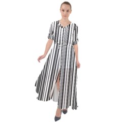 Barcode Pattern Waist Tie Boho Maxi Dress