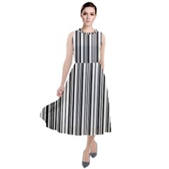 Barcode Pattern Round Neck Boho Dress