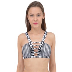 Barcode Pattern Cage Up Bikini Top