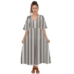 Barcode Pattern Kimono Sleeve Boho Dress