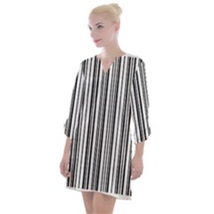 Barcode Pattern Open Neck Shift Dress