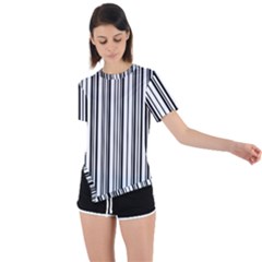 Barcode Pattern Asymmetrical Short Sleeve Sports T-Shirt