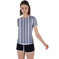 Barcode Pattern Back Circle Cutout Sports T-Shirt