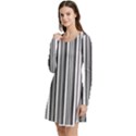 Barcode Pattern Long Sleeve Velour Skater Dress View2