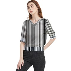 Barcode Pattern Quarter Sleeve Blouse