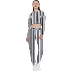 Barcode Pattern Cropped Zip Up Lounge Set