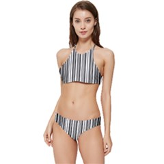 Barcode Pattern Banded Triangle Bikini Set