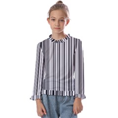 Barcode Pattern Kids  Frill Detail T-Shirt