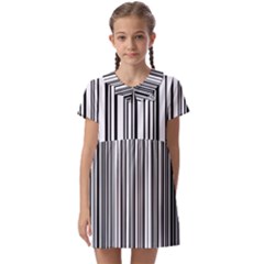 Barcode Pattern Kids  Asymmetric Collar Dress