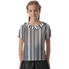 Barcode Pattern Kids  Frill Chiffon Blouse