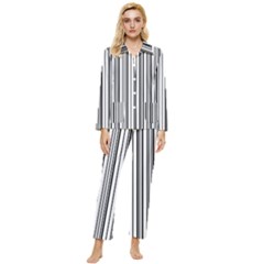 Barcode Pattern Womens  Long Sleeve Velvet Pocket Pajamas Set