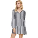 Barcode Pattern Tiered Long Sleeve Mini Dress View1