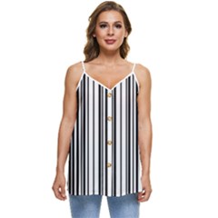 Barcode Pattern Casual Spaghetti Strap Chiffon Top