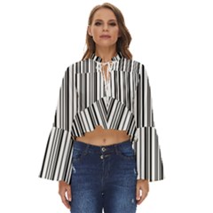 Barcode Pattern Boho Long Bell Sleeve Top