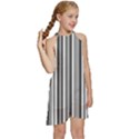 Barcode Pattern Kids  Halter Collar Waist Tie Chiffon Dress View3