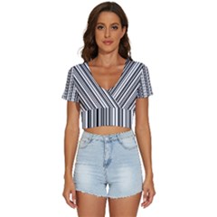 Barcode Pattern V-Neck Crop Top