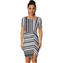 Barcode Pattern Fitted Knot Split End Bodycon Dress View1