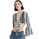 Barcode Pattern Trumpet Sleeve Cropped Top View2