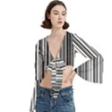 Barcode Pattern Trumpet Sleeve Cropped Top View3