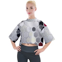 Honeycomb Pattern Mock Neck T-shirt by Ket1n9