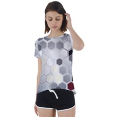 Honeycomb Pattern Short Sleeve Open Back T-shirt by Ket1n9