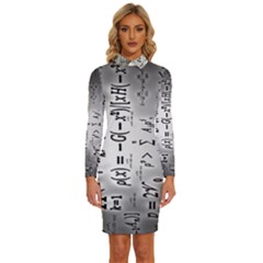 Science Formulas Long Sleeve Shirt Collar Bodycon Dress