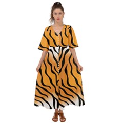 Tiger Skin Pattern Kimono Sleeve Boho Dress by Ket1n9