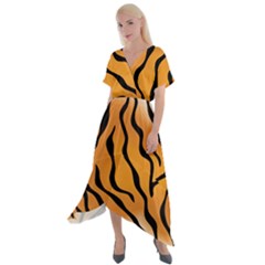 Tiger Skin Pattern Cross Front Sharkbite Hem Maxi Dress by Ket1n9