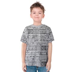 Black And White Hand Drawn Doodles Abstract Pattern Bk Kids  Cotton T-shirt