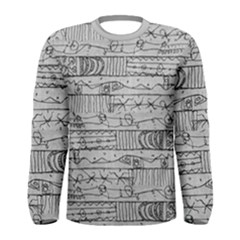 Black And White Hand Drawn Doodles Abstract Pattern Bk Men s Long Sleeve T-shirt