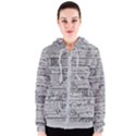 Black And White Hand Drawn Doodles Abstract Pattern Bk Women s Zipper Hoodie View1