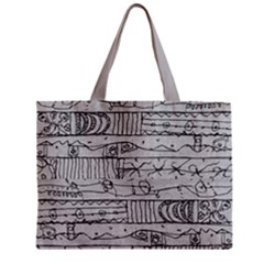 Black And White Hand Drawn Doodles Abstract Pattern Bk Zipper Mini Tote Bag by dflcprintsclothing