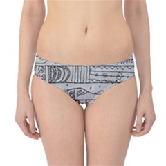 Black And White Hand Drawn Doodles Abstract Pattern Bk Hipster Bikini Bottoms