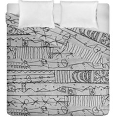 Black And White Hand Drawn Doodles Abstract Pattern Bk Duvet Cover Double Side (king Size) by dflcprintsclothing