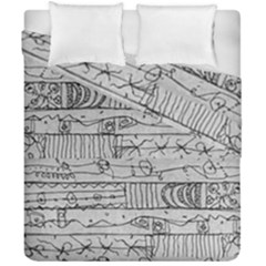 Black And White Hand Drawn Doodles Abstract Pattern Bk Duvet Cover Double Side (california King Size) by dflcprintsclothing