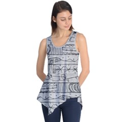 Black And White Hand Drawn Doodles Abstract Pattern Bk Sleeveless Tunic by dflcprintsclothing