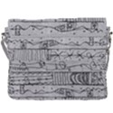 Black And White Hand Drawn Doodles Abstract Pattern Bk Buckle Messenger Bag View3