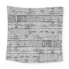 Black And White Hand Drawn Doodles Abstract Pattern Bk Square Tapestry (large)