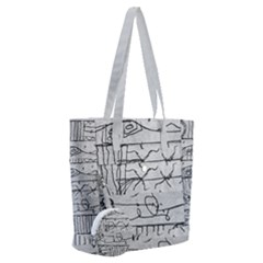 Black And White Hand Drawn Doodles Abstract Pattern Bk Everyday Shoulder Bag With Pouch Bag by dflcprintsclothing